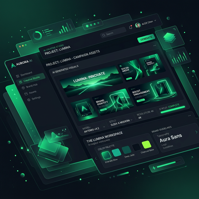 MarqOps Creative Studio dashboard showing AI image generation with brand enforcement